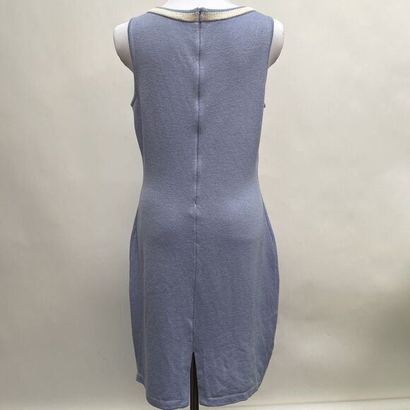 St. John Collection Sweater Dress Size 8 Light Blue White Sleeveless Wool Blend - Picture 5 of 10